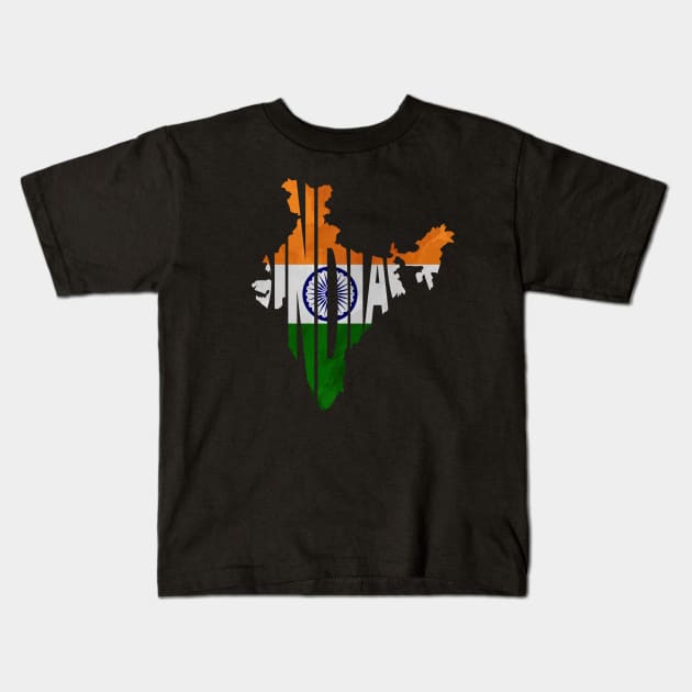 India Typo Map Kids T-Shirt by inspirowl